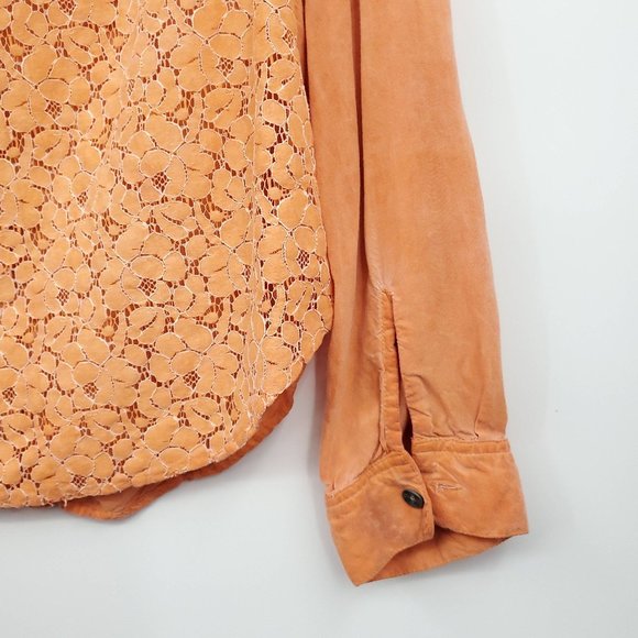 Jessica Simpson Forley Button Up Blouse Orange M - Picture 5 of 10